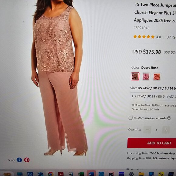 TS Jumpsuit / Pantsuit Mother of the Bride Dress Formal Size 24 - Picture 15 of 16